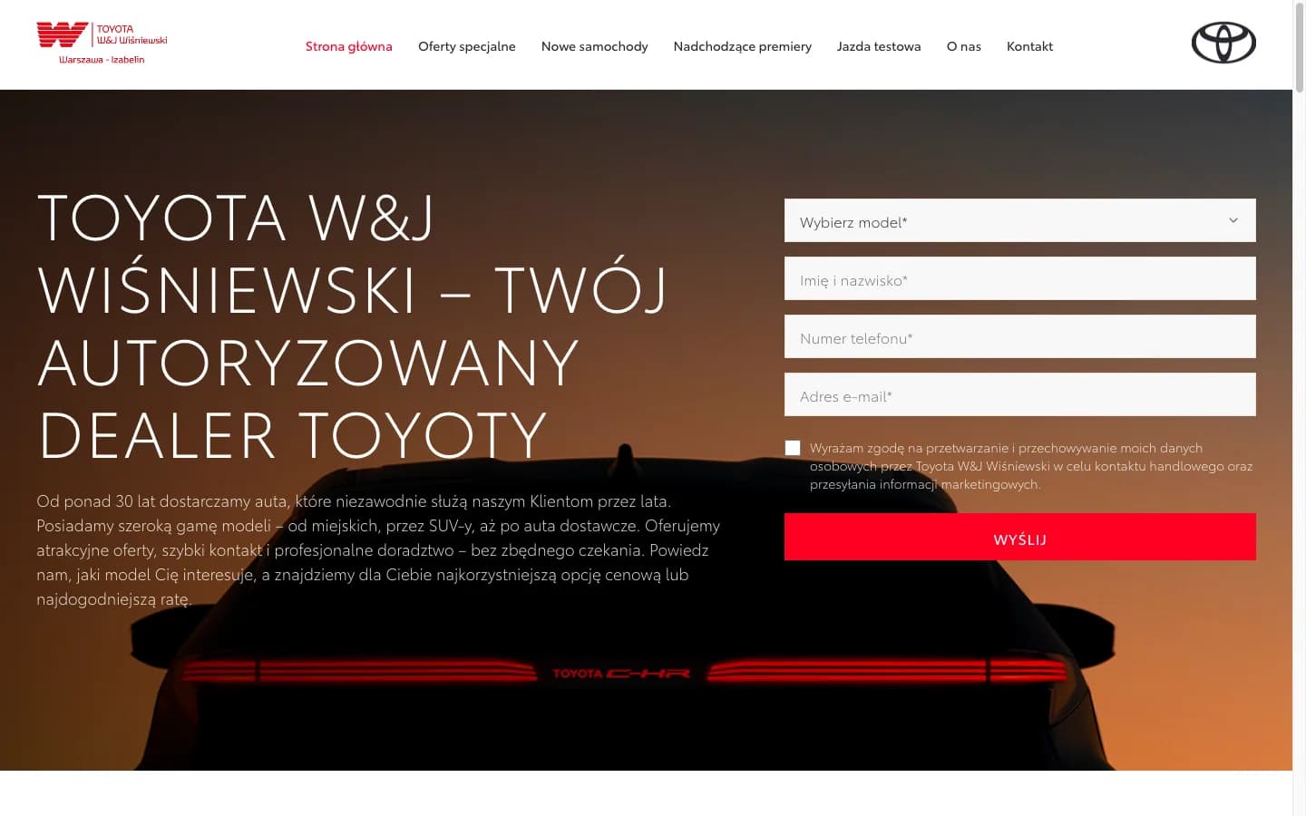 Screenshot of Toyota W&J Wiśniewski